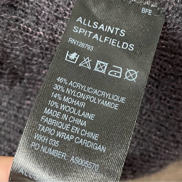 All Saints Tapio Knit Wrap Cardigan Wool Mohair blend size 8 - Picture 3 of 6